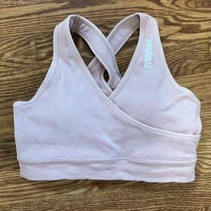 Gymshark camo seamless sports bra, small, pink